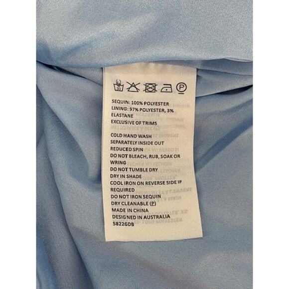 Bardot Blue Sequin One Shoulder-One Sleeve Mini Dress – Size XS - Picture 7 of 8